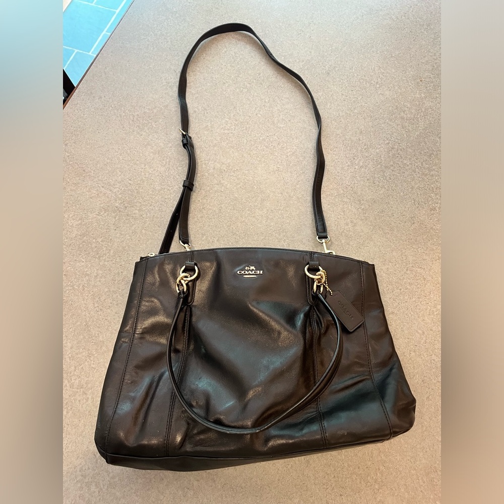 Coach Christie Carryall Black Leather Bag